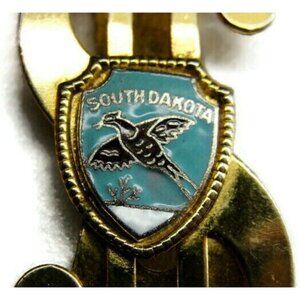 South Dakota Money Clip Pheasant Gold Tone Steel Credit Card Cash